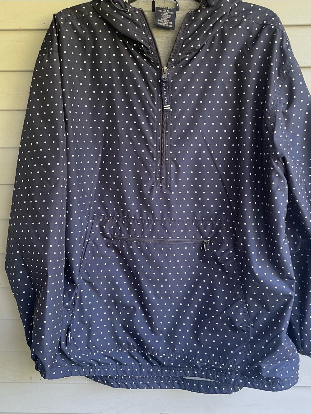 Charles River Apparel Navy Jacket with White Polka Dots